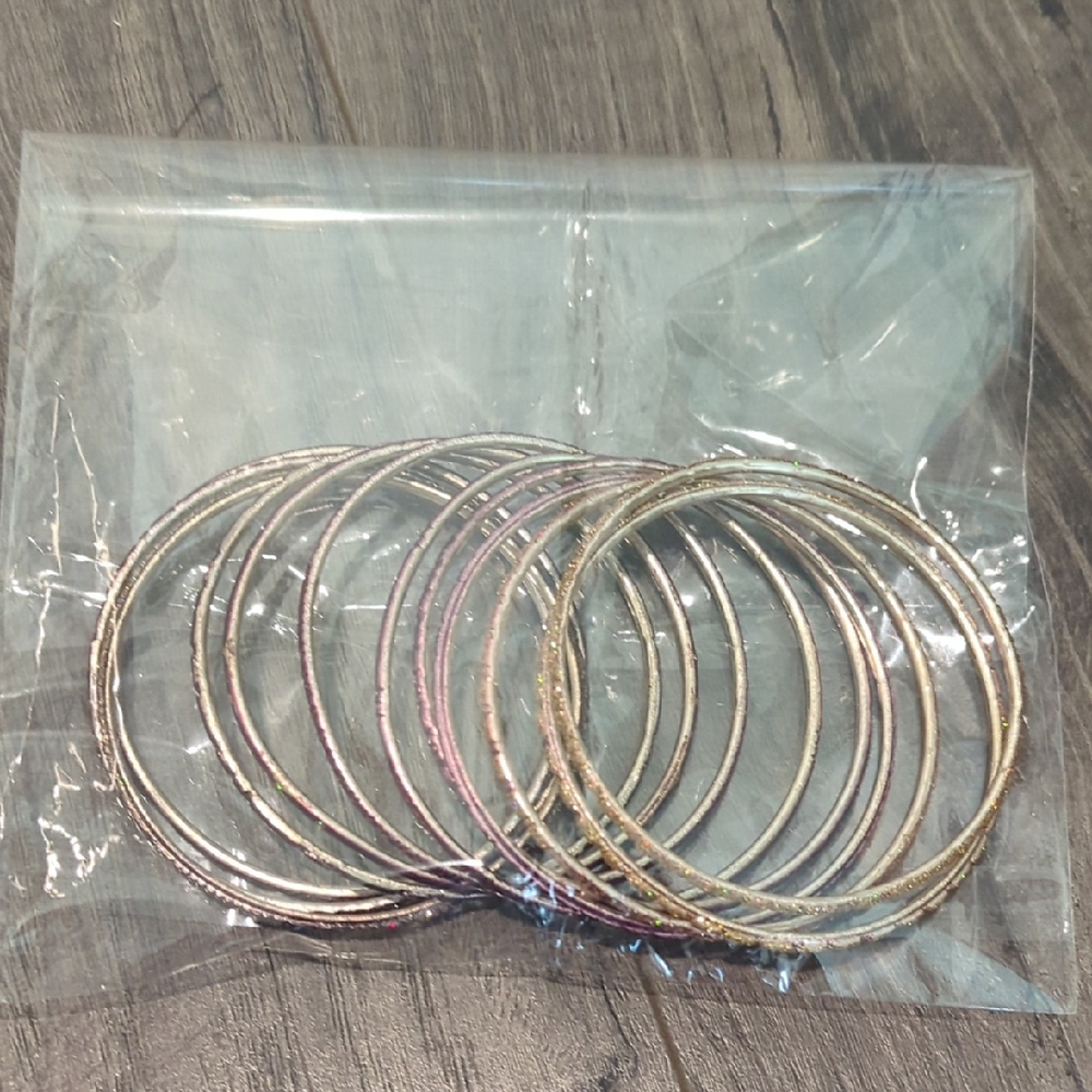 Elegant Bangle 12pc Bracelet Set Gold and Pink